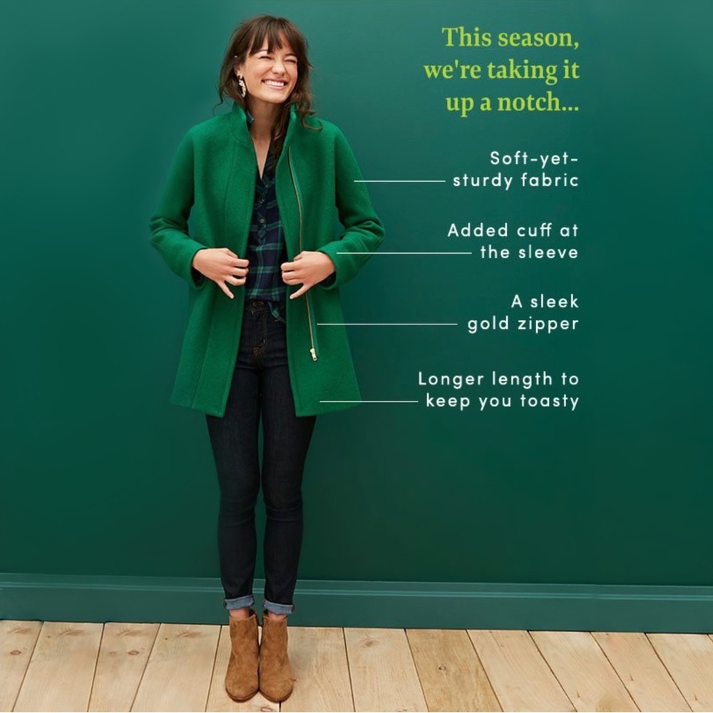 J. Crew Factory City Coat in Green/Emerald - Picture 9 of 15